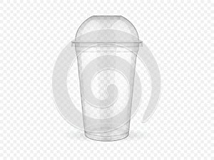 Empty transparent plastic cup  on white background