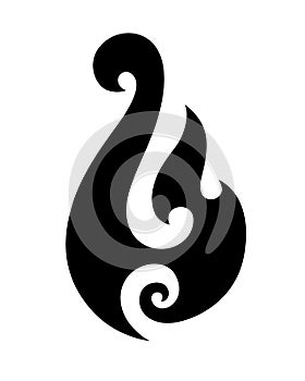 Maori tattoo style fish hook. Bone matau. Hei matau.