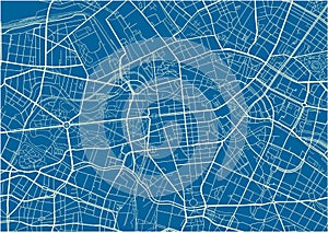 Blue and White vector city map of Berlin.