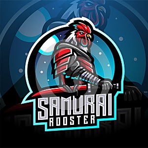 Samurai rooster esport mascot logo
