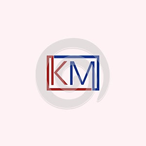 Initial letter km logo or mk logo vector design template