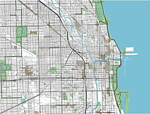 Colorful Chicago vector city map.