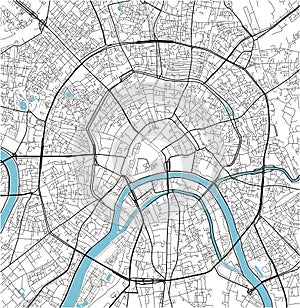 Black and white vector city map of Moscow.