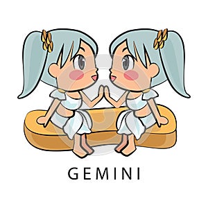 Cute cartoon zodiac set Gemini photo