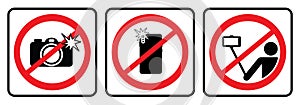 No photo sign and No selfie icon