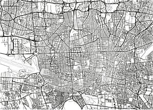 Black and white vector city map of Tehran.