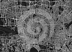 Black and white vector city map of Tehran.