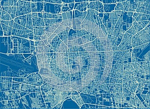 Blue and White vector city map of Tehran.
