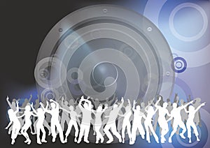 People dancing on abstract background photo