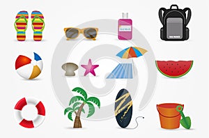 Set of summer icons vector illustration
