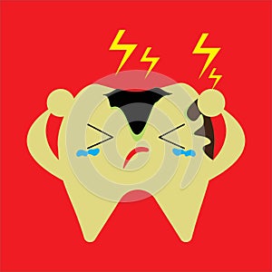 Illustration vector graphic of toothache attack.