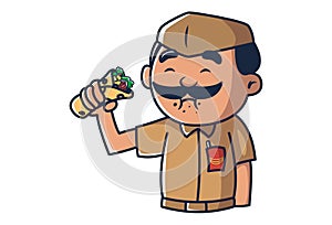 Vector Cartoon Illustration Of Postman