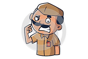 Vector Cartoon Illustration Of Postman