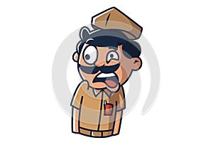 Vector Cartoon Illustration Of Postman