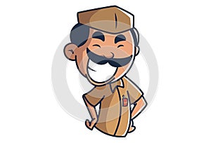 Vector Cartoon Illustration Of Postman