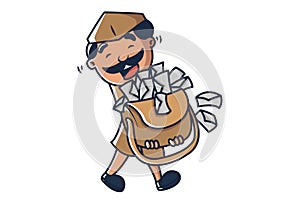Vector Cartoon Illustration Of Postman