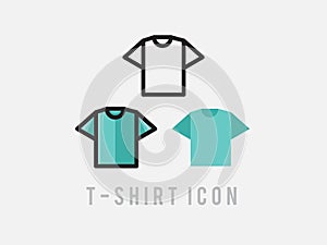 Vector White Blank and green T-shirt Icon Symbol. fasion flat line icons. Mens, womens apparel. photo