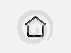 Flat Design Vector Home Icon, Black and White Shape Button. House Symbol Vector Illustration. Isolated Stay Home Sign. Modern Busi