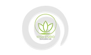 Yoga studio Logo template with lotus Silhouette