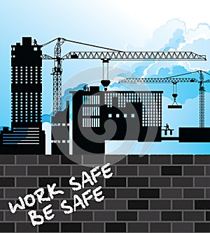 Silhouetted construction site development