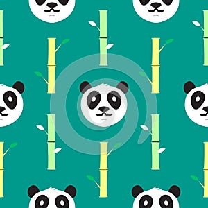 Seamless Cute Panda Animal Pattern, Vector Illustration EPS 10.