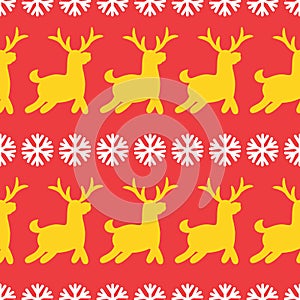 Seamleaa Silhouette Yellow Deer Animal Pattern. Vector Art EPS 10.