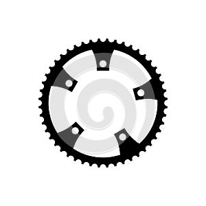 Simple Flat Monochrome bicycle sprocket icon. Chainrings, Bike gear icon.