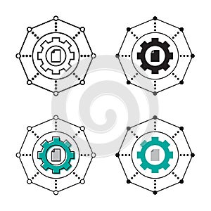 Simple setting content management icon on white background