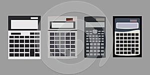 Calculator icon set on grey background.