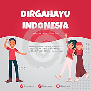 Man and woman celebrating Indonesian Independence Day. Hari ulang tahun kemerdekaan Indonesia. photo