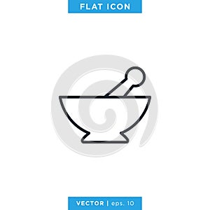 Mortar and Pestle Icon Vector Design Template.