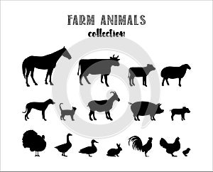 Farm animals vector silhouettes. Easily Editable Vector. EPS 10. photo