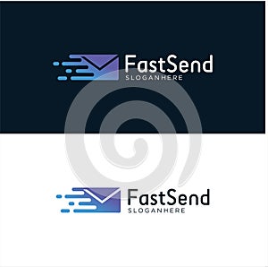 Fast Mail Logo Template Sending Sign. Fast Message Service Logo Design Vector Stock. Fast Post Logo Design Template. Mail Delivery