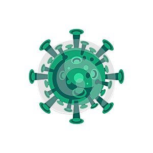 Corona virus icon with green colour, influenza pandemic.