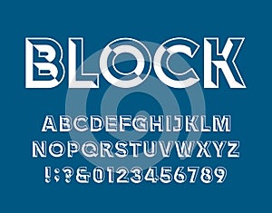 Block Alphabet Vector Font. Chiseled block letters and numbers. photo