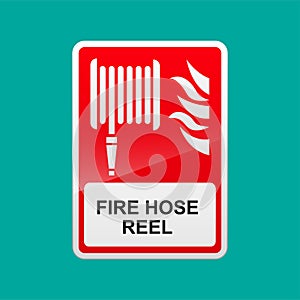 Fire hose reel sign isolated on background vector illustration.