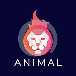 Lion fire logo vector template