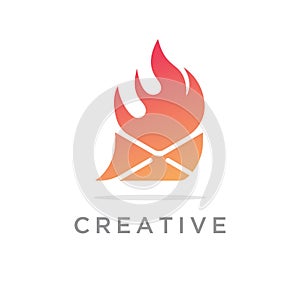 Envelope with fire symbol vector template