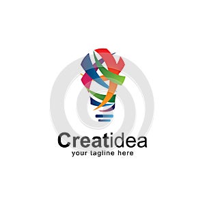 Abstract colorful bulb logo design idea template.Vector