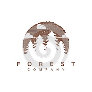 Forest tree logo design vector template