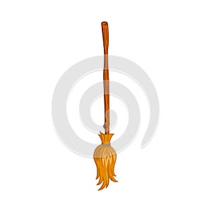Cartoon witch broomstick isolated on white background