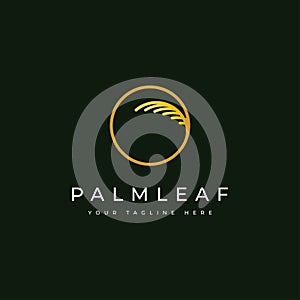 Palm leaf logo design template.luxury elegant palm tree symbol