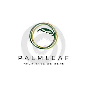 Palm leaf logo design template.luxury elegant palm tree symbol