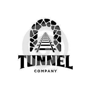 Rail with tunnel logo design template