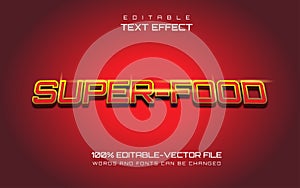 Super food text effext with red background