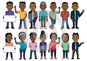 African cartoon character avatar set of people