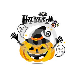 Halloween greeting card Vector Illustration.