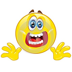Yellow panic, scared and terrified emoticon photo