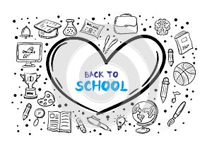 Back to School Hand Drawn Doodle set. simple and trendy Sketching