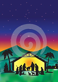 Nativity scene of Jesus silhouette